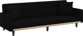 vidaXL Vidaxl - Sof&aacute; Cama Con Cojines Tela Negro