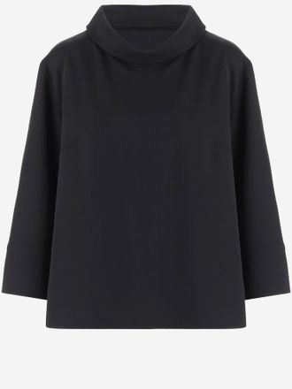 By Malene Birger Wide Neckline Blouse with Three-Quarter Sleeves and Minimalist Design
