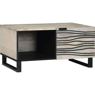 vidaXL Coffee Table White, Black 80 x 50 x 40 cm Solid mango wood Vidaxl
