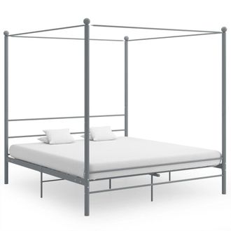 Berkfield Home Canopy Bed Frame Grey Metal 180x200 cm Super King