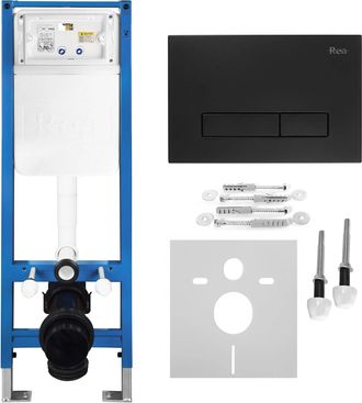 Rea Bastidor Para Inodoro Suspendido Rea Slim 024n Con Pulsador Hd Black
