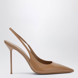 PARIS TEXAS Beige Patent Leather Lidia Slingback Pumps