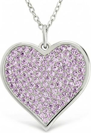 Sterling Forever Amethyst & Cubic Zirconia Heart Pendant Necklace in Silver at Nordstrom