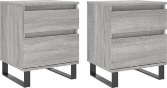 vidaXL Vidaxl - Mesita de noche 2 uds madera ingeniería gris Sonoma 40x35x50 cm