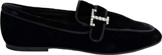 Tod's Tods Crystal-Embellished Loafers in Black Velvet