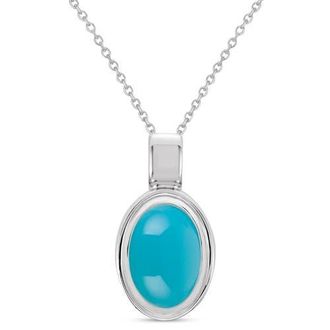 Allurez Oval Natural Cabochon Citrine Pendant Necklace 14K 0.96ct in Turquoise, White Gold at Nordstrom, Size 18
