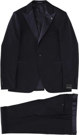Tagliatore Sjaalkraag Smoking Kostuum - Heren - Business pakken - Blauw - L - Wol - Kostuums