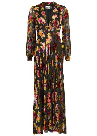 Rixo Rixo Emory Floral-devoré Chiffon Maxi Dress - Black - 18 (UK18 / Xxl)