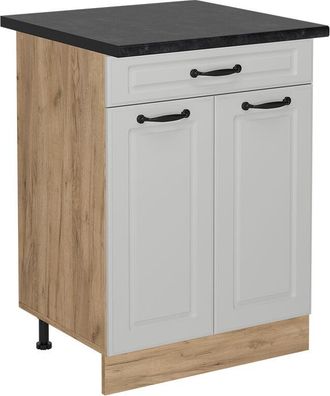Vicco Mueble Bajo De Cocina R-line, Blanco Casa De Campo, 60 Cm Con Caj&oacute;n, Et Antracita Vicco