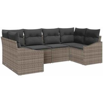 vidaXL Conjunto De Sof&aacute; De Jard&iacute;n Con Coj&iacute;n 6 Pcs Gris Vidaxl
