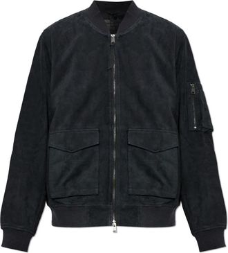 AllSaints Rokko Su&egrave;de Bomberjack - Heren - Leren en Su&egrave;de Jassen - Blauw - XL - Su&egrave;de - Jassen