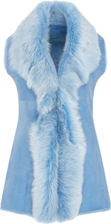 Infinity Leather Damesblauw Toscaanse schapenvacht lang gilet-Sorocaba