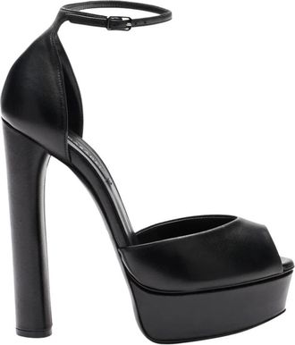 Casadei Flora Leren Platform Sandalen - Dames - Sandalen met hakken - Zwart - 39 EU - Leer - Schoenen