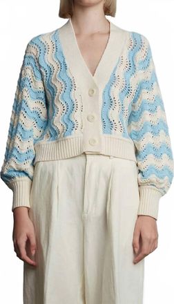 Eleven Six Luna Cardigan In Ivory/robin Egg Blue