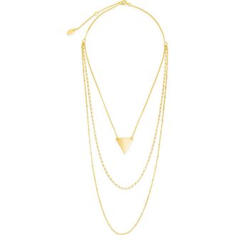 Sterling Forever Triple Chain Layered Triangle Necklace in Gold at Nordstrom Rack