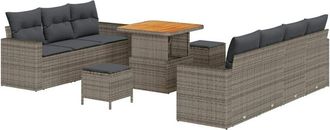 vidaXL Conjunto De Sof&aacute; De Jard&iacute;n 10 Pcs Gris Rat&aacute;n Sint&eacute;tico Vidaxl