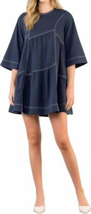 THML Clothing Short Sleeve Mini Dress In Navy