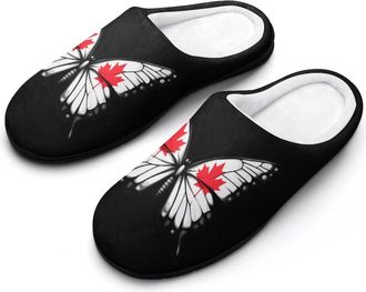Generic Canada Flag Butterfly Mens Slippers Comfortable And Non-slip Cotton Slipper Shoe for House
