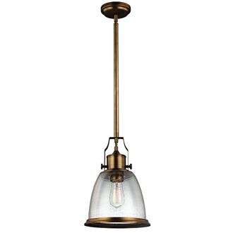 Loops 1 Bulb Ceiling Pendant Light Fitting Aged Brass Finish LED E27 75W Bulb in Metallics