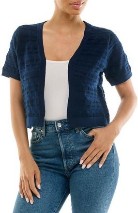 Nina Leonard Ruffle Open Front Knit Bolero in Navy at Nordstrom Rack, Size X-Large