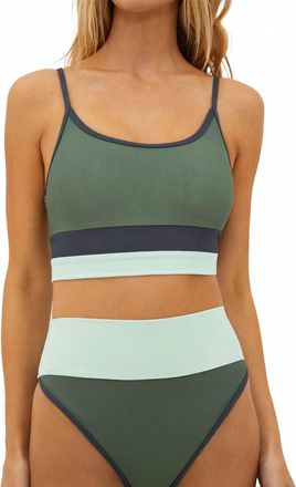 Beach Riot Eva & Emmy Ribbed Color-Block Bikini Top In Green/multi