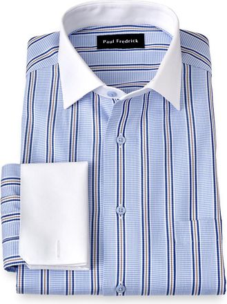 Paul Fredrick Tailored Fit Non-iron Cotton Stripe Dress Shirt