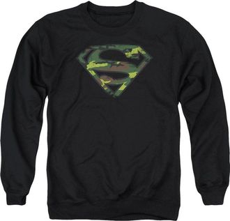 Gildan Superman Distressed Camo Shield Adult Crewneck Sweatshirt