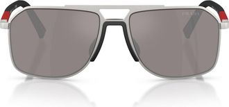 Prada 56mm Pilot Sunglasses in Matte Silver /Purple Brown at Nordstrom