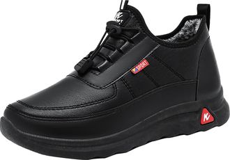 Generic Winter Waterproof Boots For Women Snow Boots Slip On Faux Fur Lined Warm Sneakers Lace-Up Outdoor Walking Hiking Shoes (Black, 4)