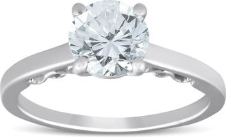 Pompeii3 1 1/2 Ct Diamond & CZ Engagement Ring 14k White Gold Size: 7