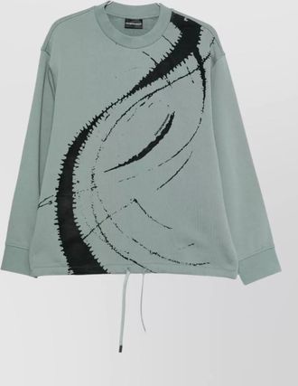 Emporio Armani cotton crewneck knit sweatshirt drawstring hem