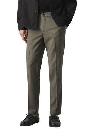 Mango Slim Fit Pleat Front Pants in Olive Green at Nordstrom, Size 36