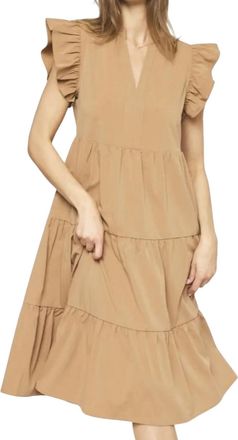 Entro Tiered Midi Dress In Camel