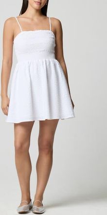 Florence By Mills Fit & Flare Smocked Minidress in White at Nordstrom, Size Xx-Large