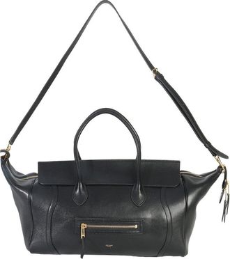 Celine Celine Black Leather Supple Shiny Medium New Luggage (Authentic Pre-Loved)