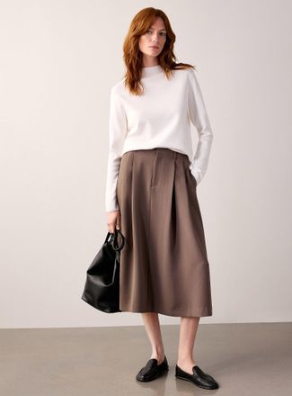 Contemporaine Womens Flared textured crepe pleated skirt