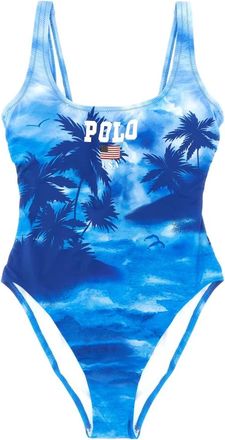 Polo Ralph Lauren Olympic badpak uit &eacute;&eacute;n stuk - Dames - Badpakken - Blauw - M - Badmode
