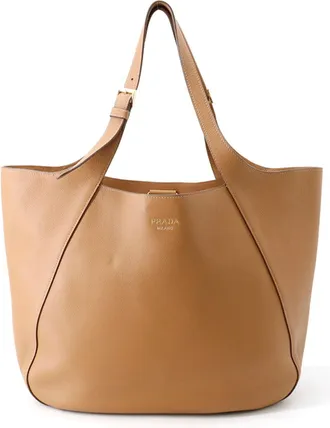 Prada Brown Leather Handbag Tote Bag (Pre-Owned)