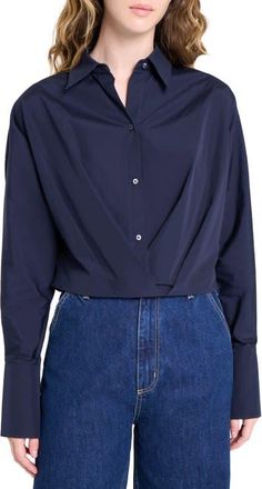 TWP Taken Draped Button-Up Shirt in Midnight at Nordstrom, Size X-Small