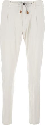 Eleventy White Drawstring Waist Pants In Cotton Man