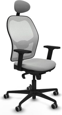 Piqueras y Crespo Jorquera Sincro Malla Blanca Similpiel Gris Claro Brazos 2d Base Nailon Cabecero Fijo Ruedas 65mm Engomada