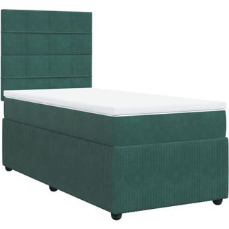 vidaXL Cama Box Spring Con Colch&oacute;n Terciopelo Verde Oscuro 90x190 Cm Vidaxl