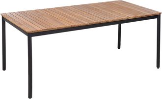 Beliani Mesa de comedor 6 personas de madera marr&oacute;n