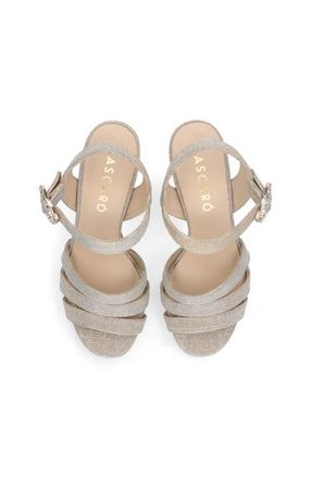 Ursula Mascar&oacute; Block Heel Glitzy Buckle Sandal in Metallic Gold at Nordstrom, Size 38