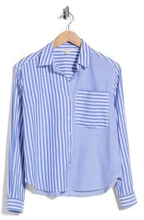 Beach Lunch Lounge Lilah Long Sleeve Button Front Shirt in Lake Stream at Nordstrom Rack, Size X-Small
