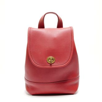 Coach Red Color Leather Backpack (Pre-Owned)