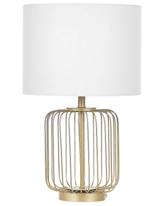 Beliani L&aacute;mpara de mesa metal dorado