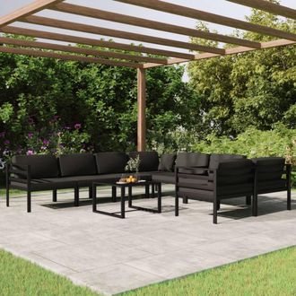 vidaXL Set Muebles De Jard&iacute;n 9 Pzas Y Cojines Aluminio Gris Antracita Vidaxl