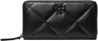 Tory Burch Kira Diamond Quilted Leather Zip Wallet in Black at Nordstrom