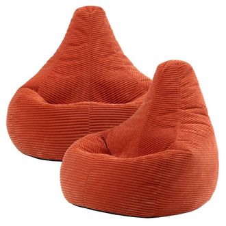 Icon Brand Set de 2 pufs reclinable en respaldo alto y pana naranja terracota